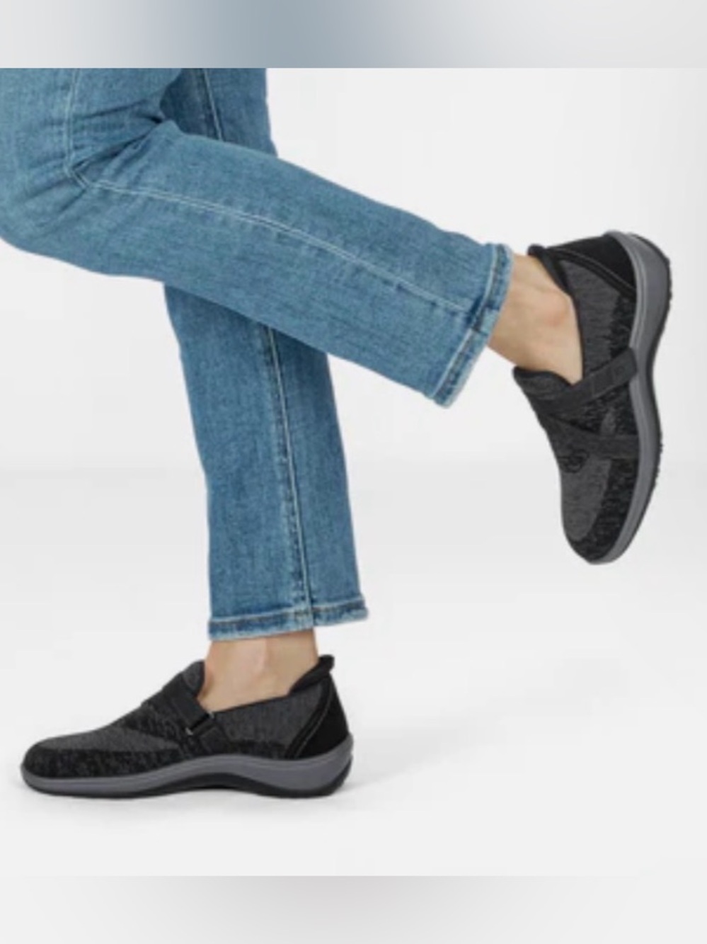 NEW Orthofeet Amalya Black Slip-On Knit Mary Jane Walking Shoe